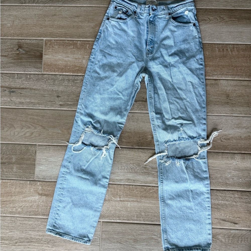 Abercrombie & Fitch Men's Ripped Light Blue Jeans